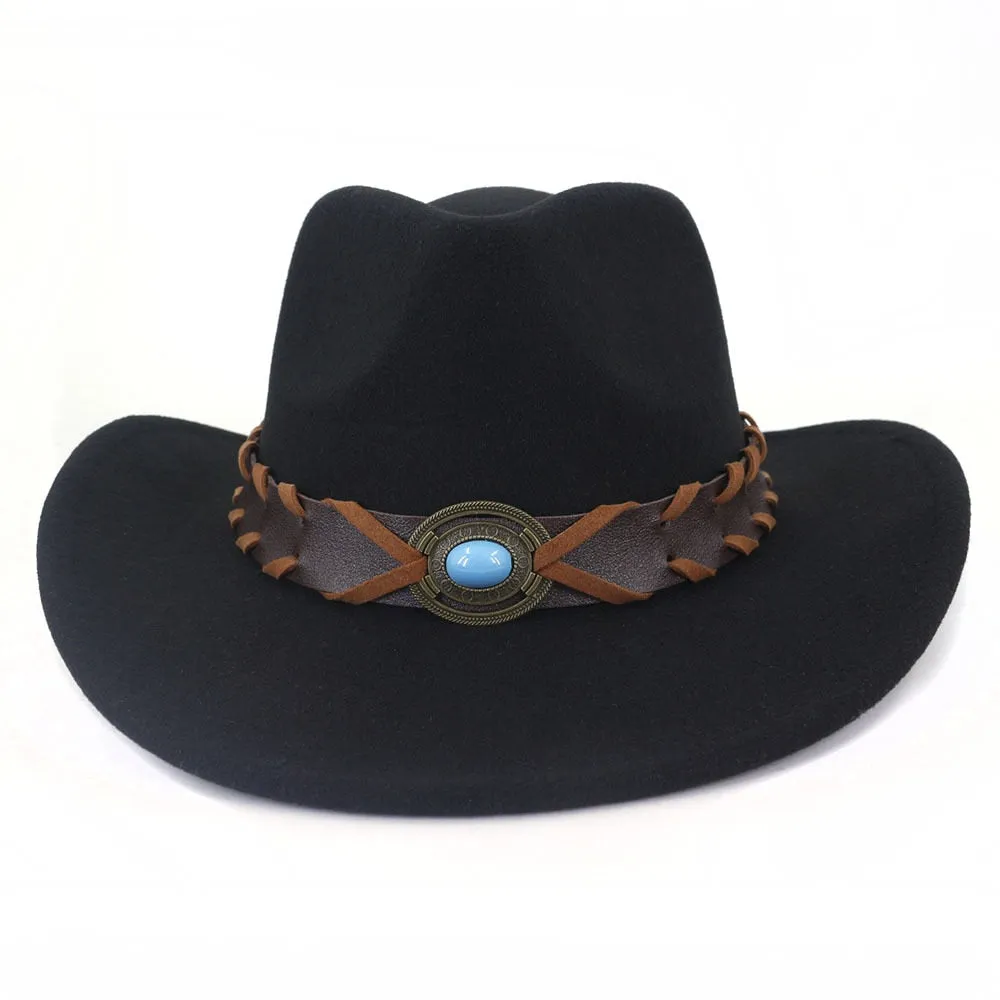 Men and Women Luxury Polyester Western Curling Brim Cowboy Hat