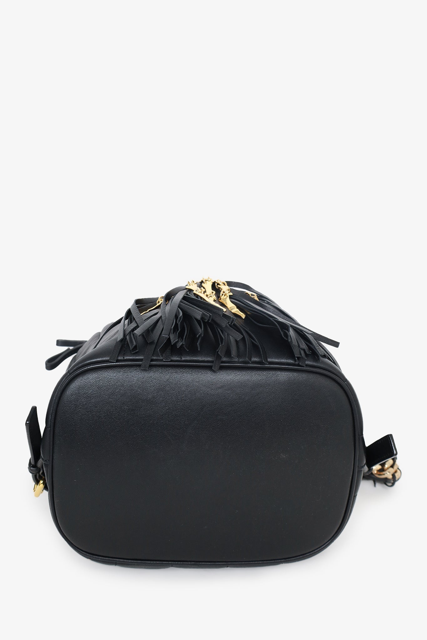 Moschino Black Leather Skeleton Hand Fringe Backpack