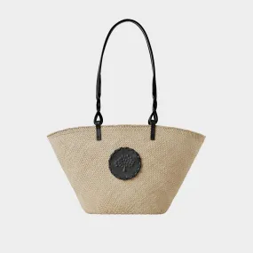 MULBERRY Raffia Basket Tote Bag - Natural-Black