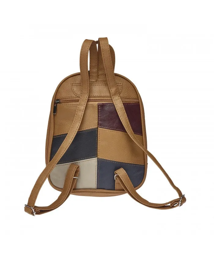 Multicoloured Patchwork Cow Hide Backpack