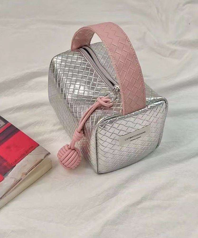 Original Silver Powder Color Matching Woven Pattern Handbag ZX1010