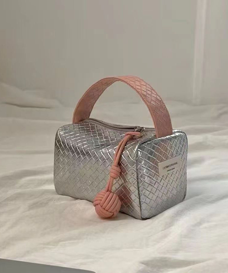 Original Silver Powder Color Matching Woven Pattern Handbag ZX1010