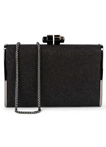 Paradox London Black Glitter ’Devica’ Box Clutch | Kaleidoscope