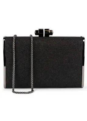 Paradox London Black Glitter ’Devica’ Box Clutch | Kaleidoscope