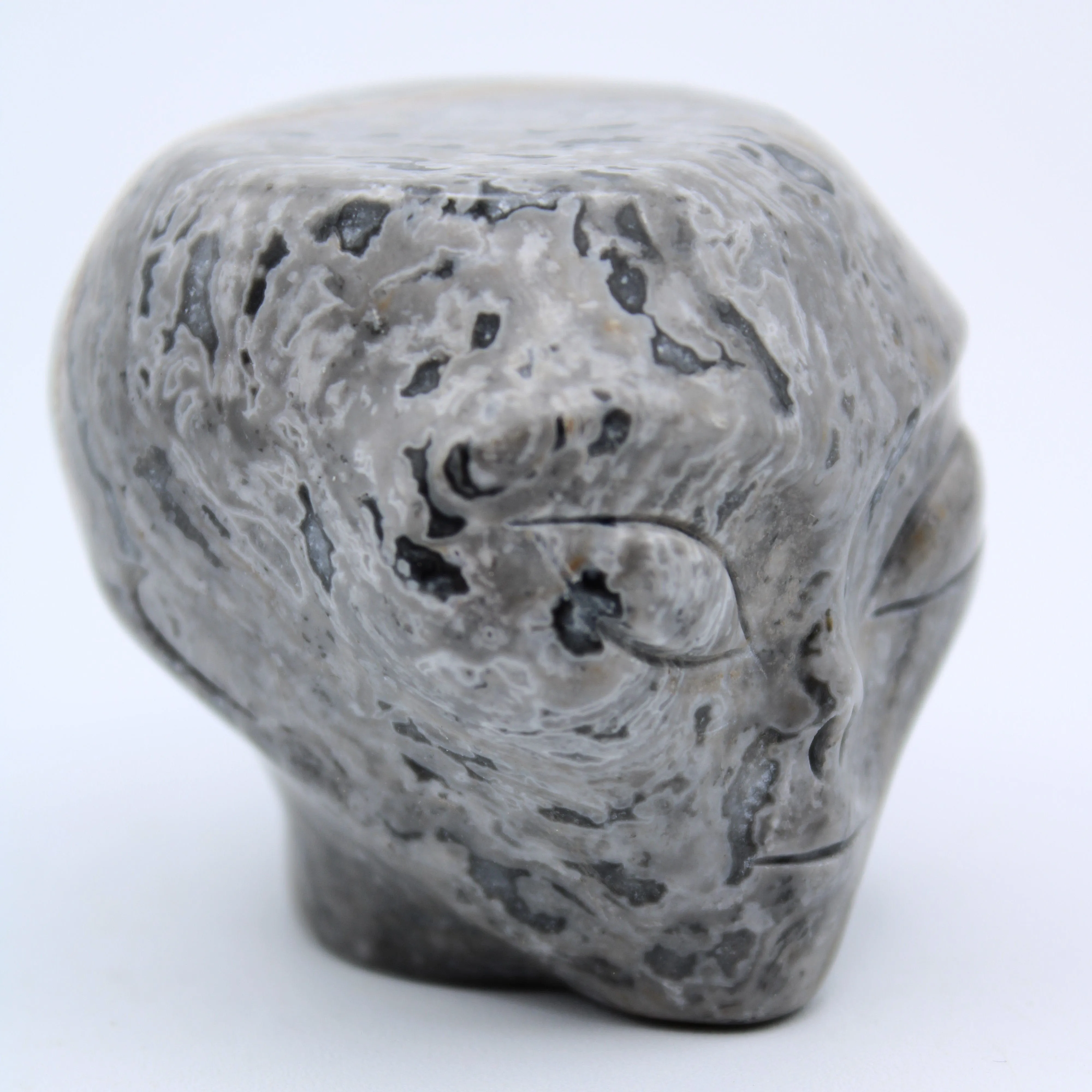 Picasso Marble  Jasper Alien Head Carving