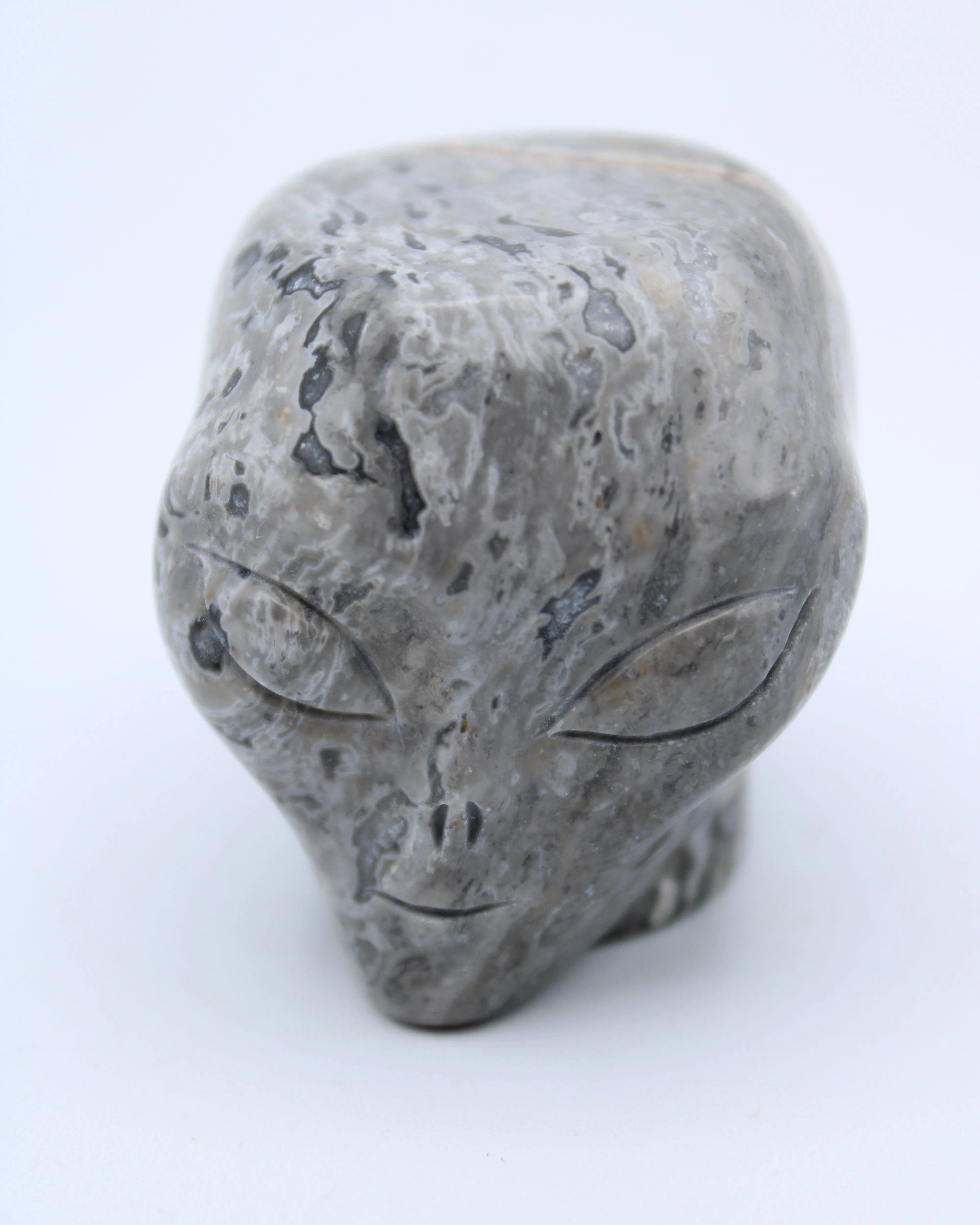 Picasso Marble  Jasper Alien Head Carving