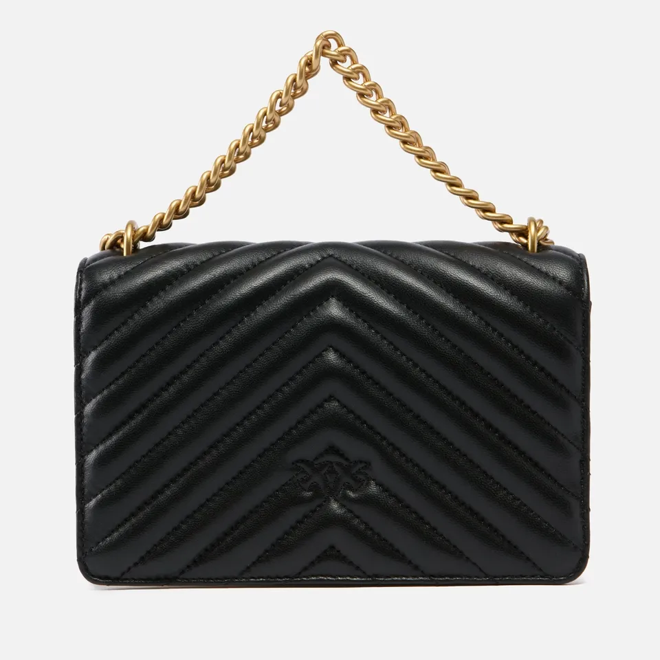 Pinko Love One Mini Chevron Bicolor Nappa Leather Crossbody Bag