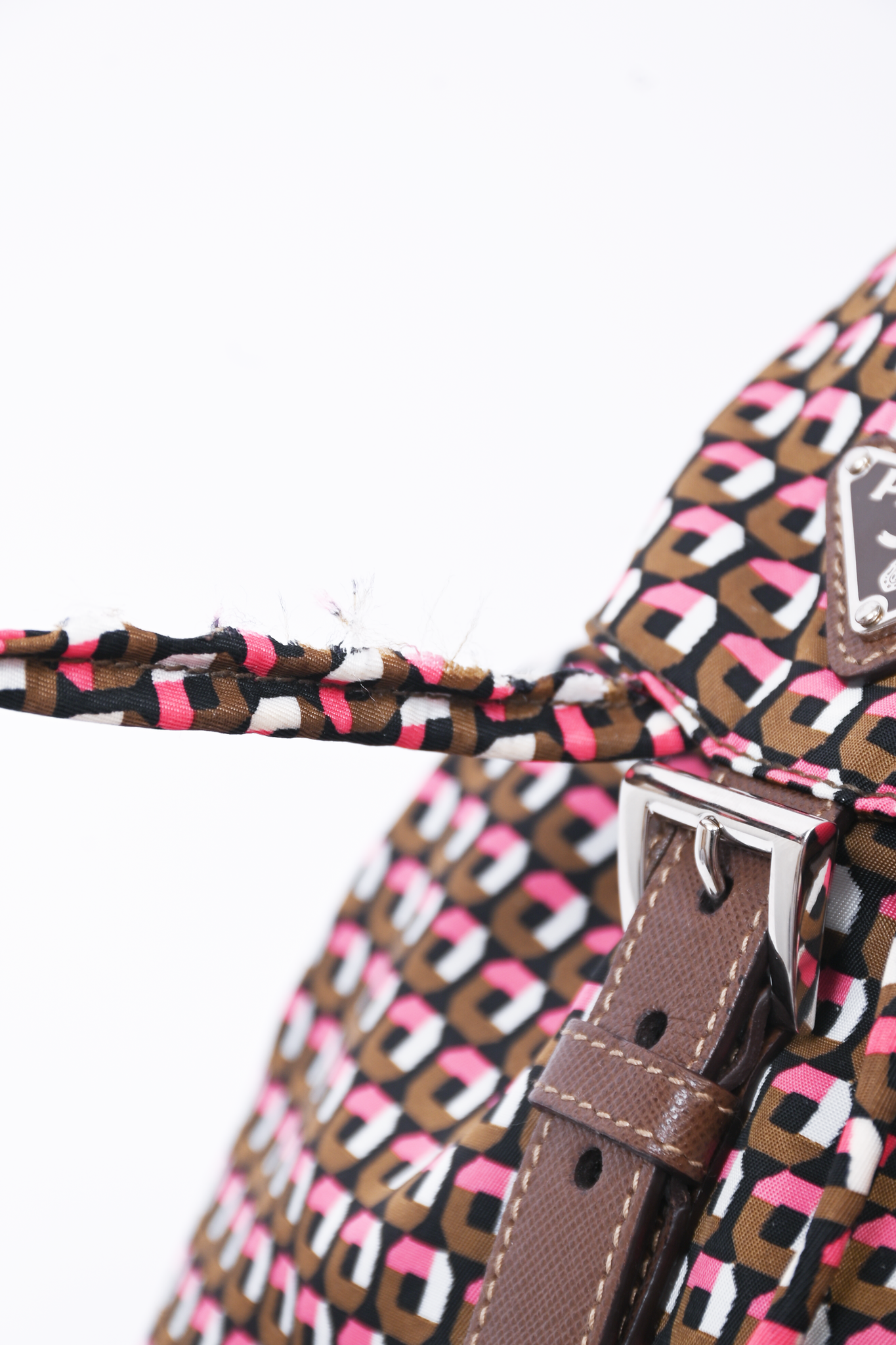 Prada Brown/Pink Re-Nylon Patterned Backpack