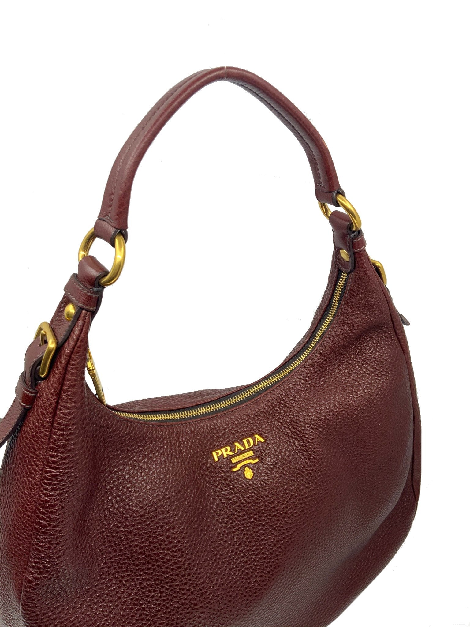 Prada Leather Vitello Daino Hobo Bag