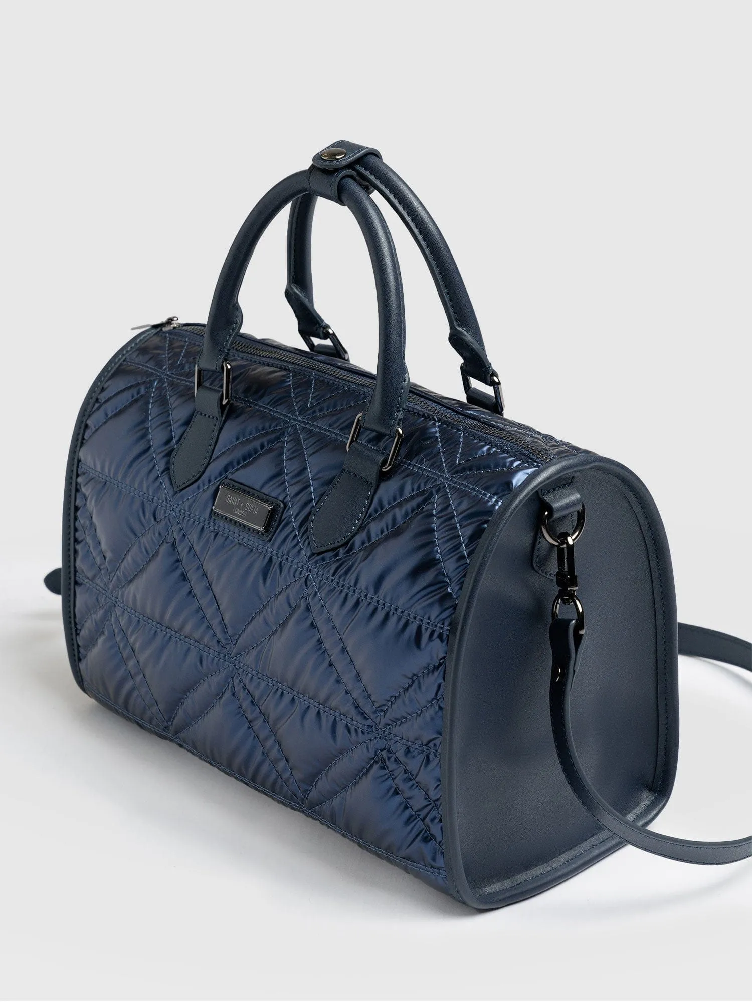 Quilted Maeve Duffle Bag - Metallic Navy