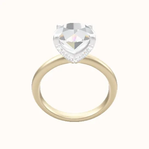 Rounded Solitaire Engagement Ring With Pave V Prong Head