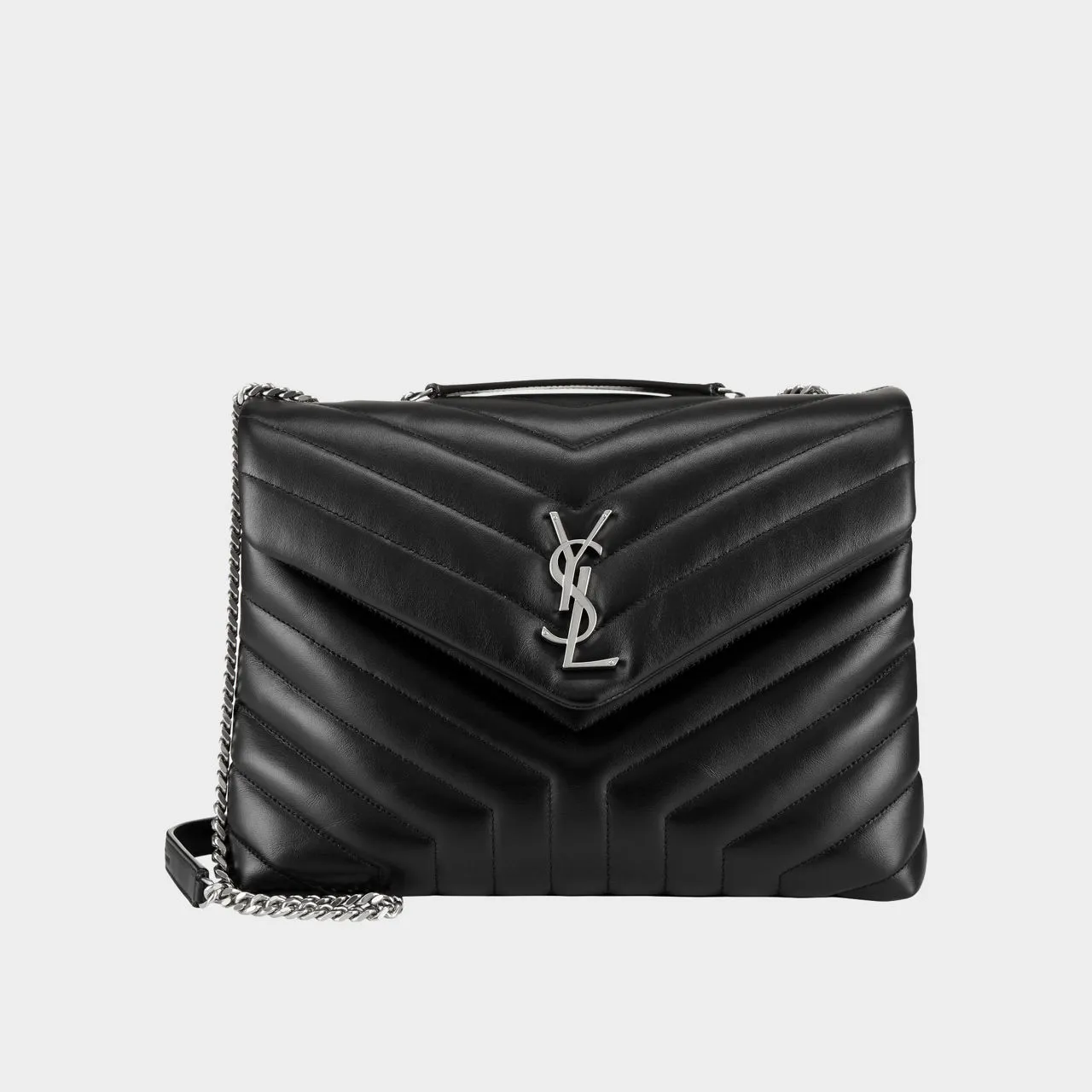 SAINT LAURENT Lou Lou Medium Quilted Leather Shoulder Bag - BLACK