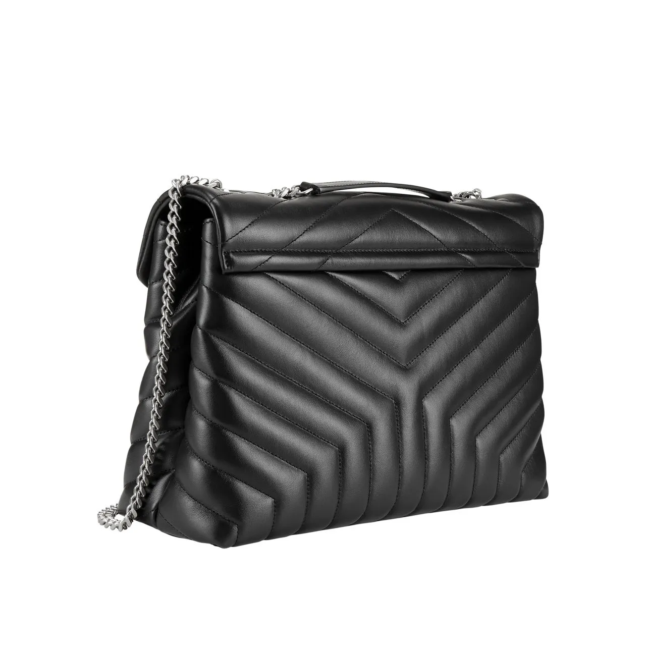 SAINT LAURENT Lou Lou Medium Quilted Leather Shoulder Bag - BLACK