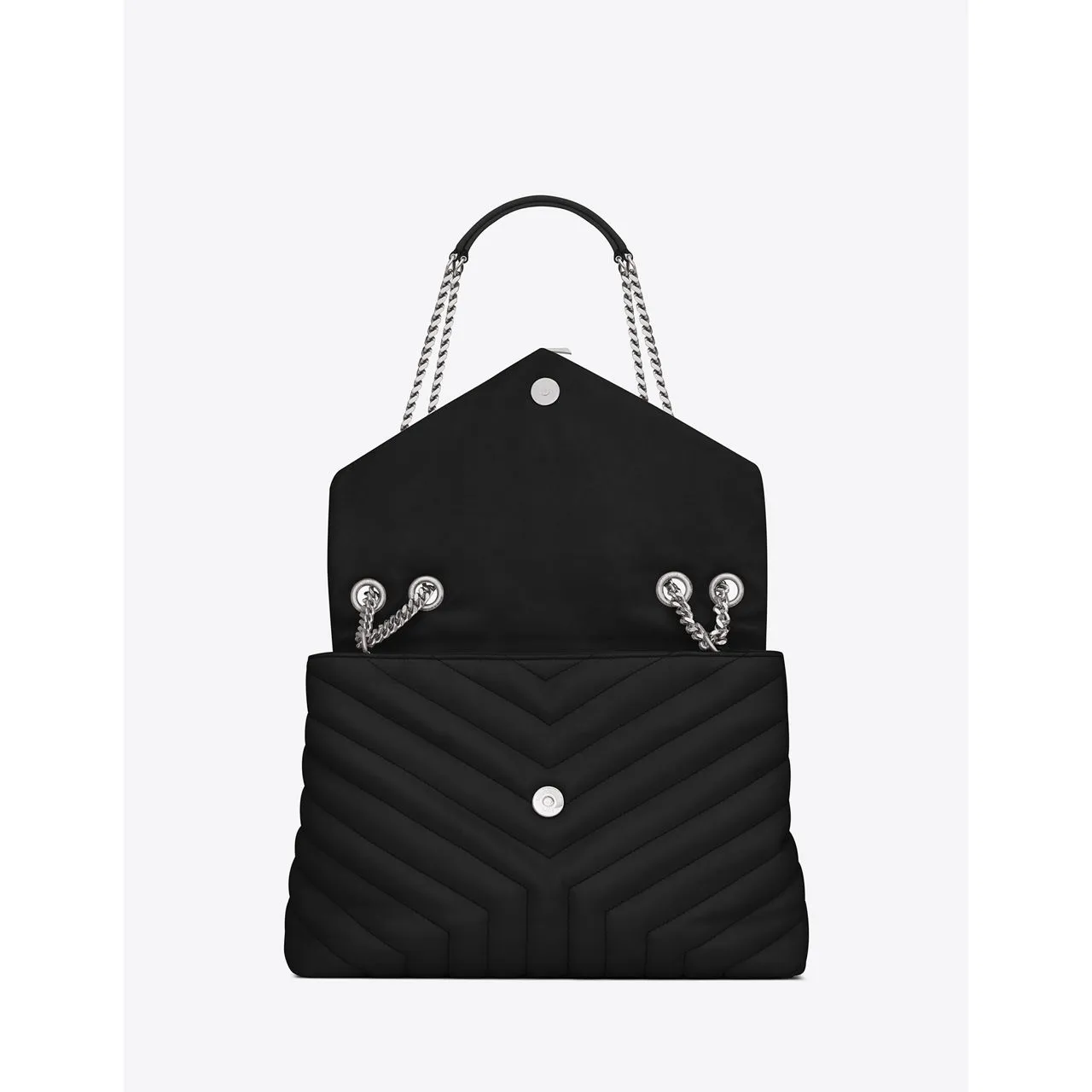 SAINT LAURENT Lou Lou Medium Quilted Leather Shoulder Bag - BLACK