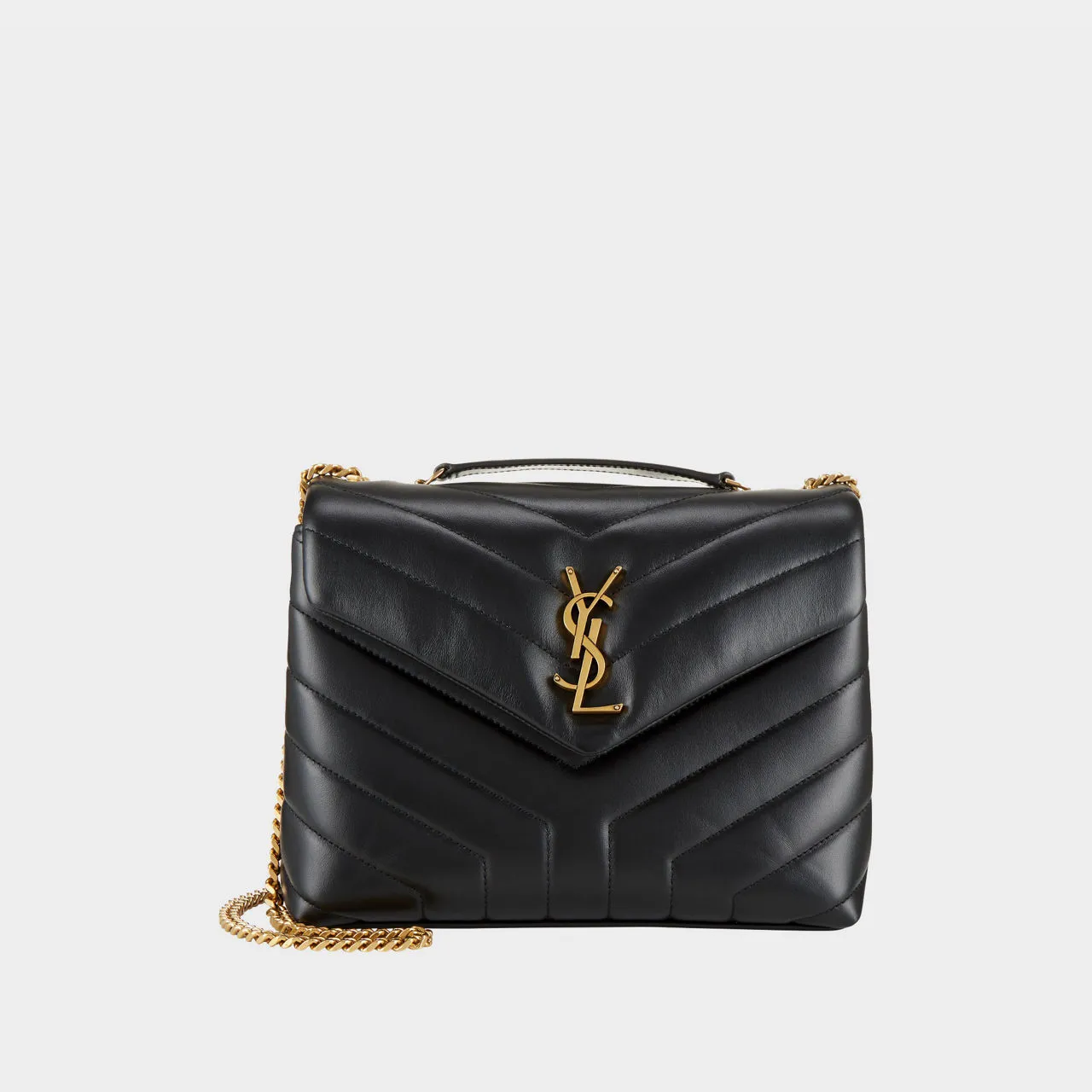 SAINT LAURENT Lou Lou Small Quilted Leather Shoulder Bag - BLACK