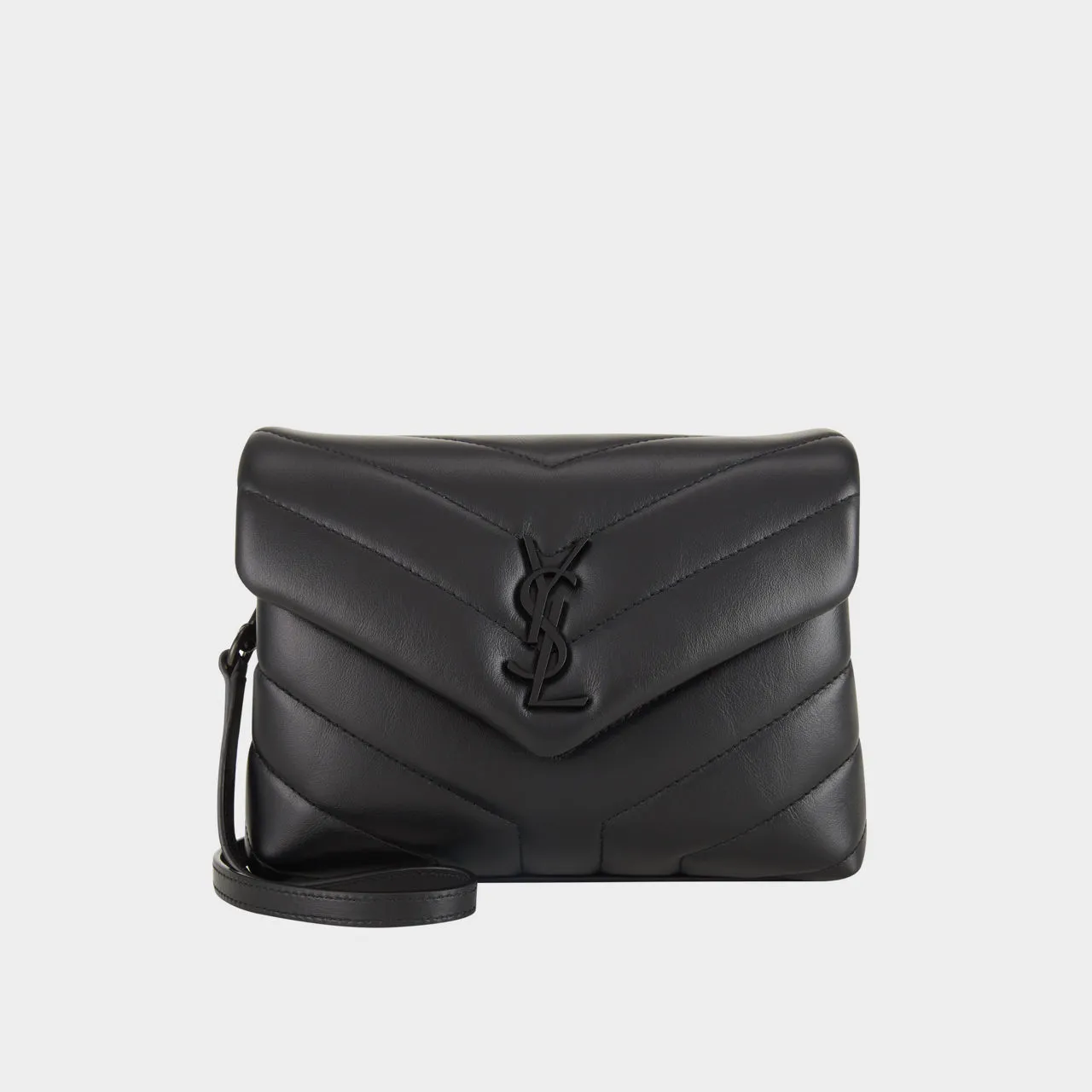 SAINT LAURENT Loulou Toy Monogram Leather Shoulder Bag - BLACK