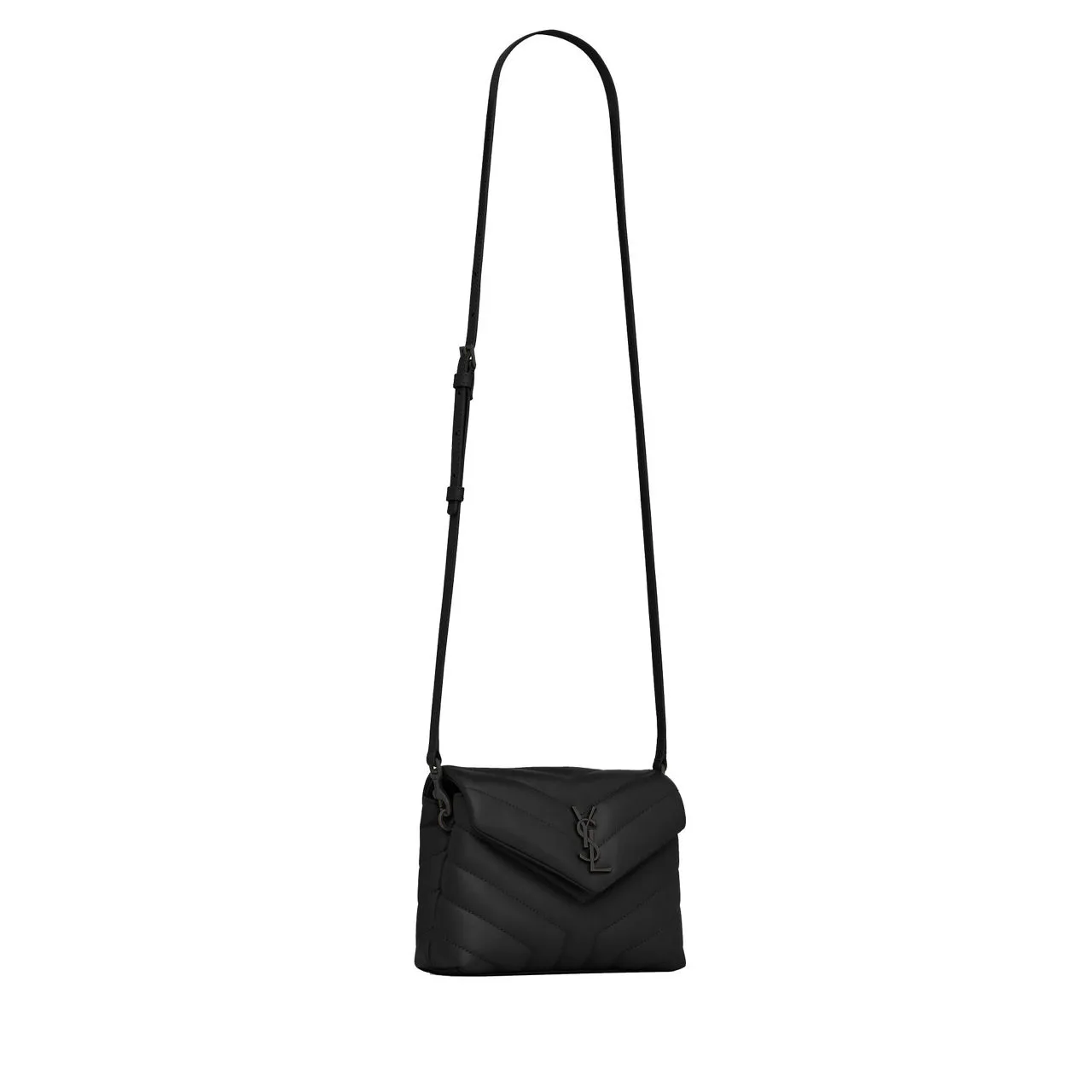 SAINT LAURENT Loulou Toy Monogram Leather Shoulder Bag - BLACK