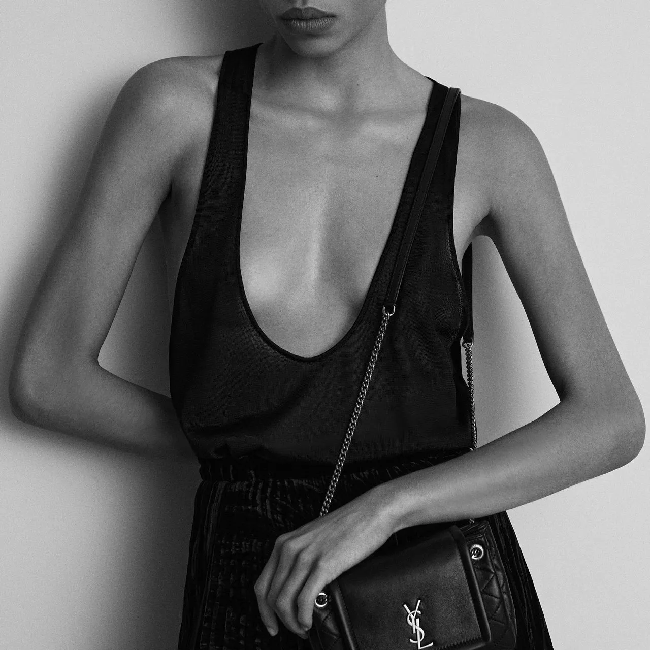 SAINT LAURENT Nolita Mini Leather Shoulder Bag - NERO