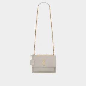 SAINT LAURENT Sunset Calfskin Medium Chain Bag - CREMA SOFT