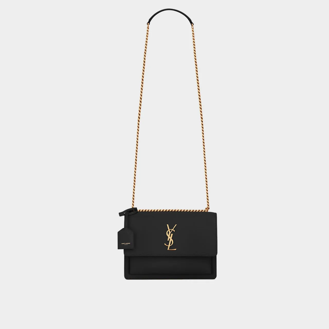 SAINT LAURENT Sunset Smooth Leather Medium Chain Bag - BLACK