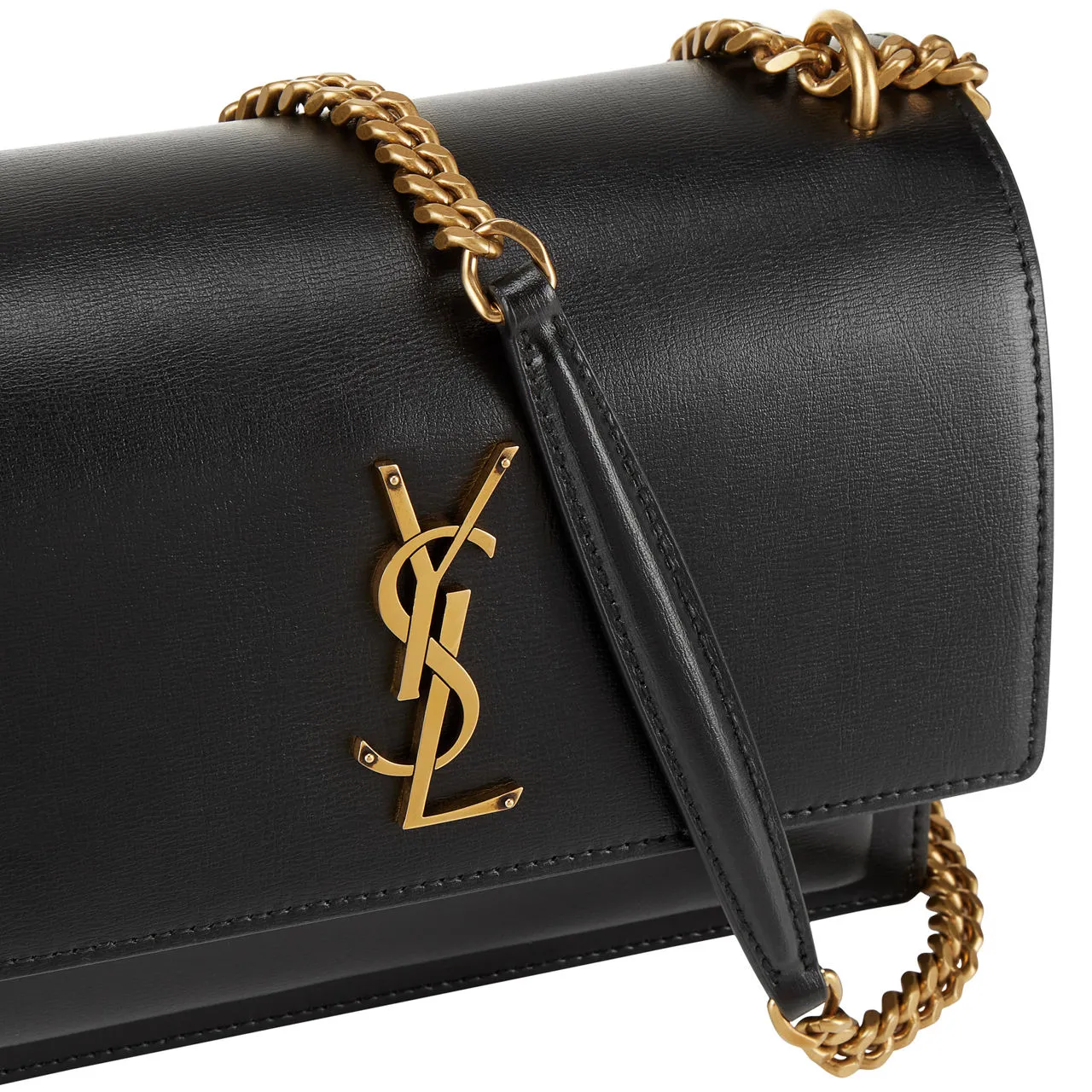 SAINT LAURENT Sunset Smooth Leather Medium Chain Bag - BLACK