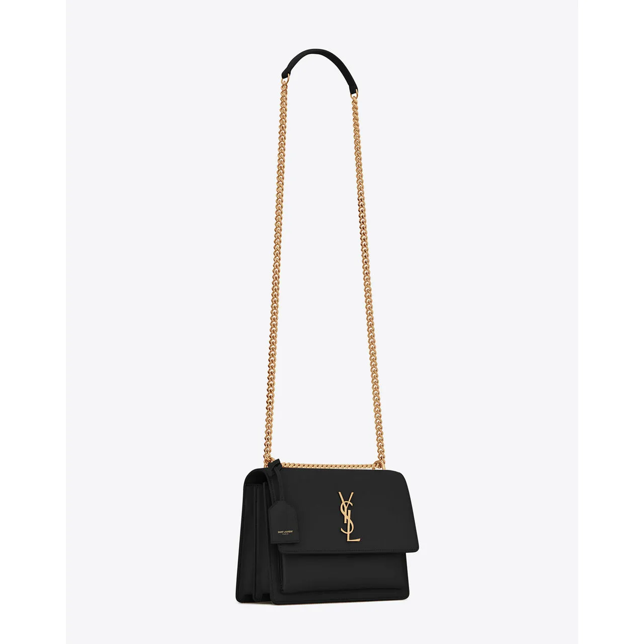 SAINT LAURENT Sunset Smooth Leather Medium Chain Bag - BLACK