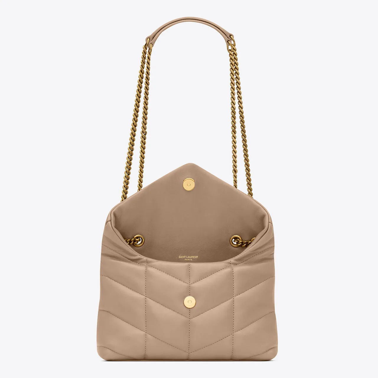 SAINT LAURENT Toy Puffer Nappa Leather Shoulder Bag - DARK BEIGE