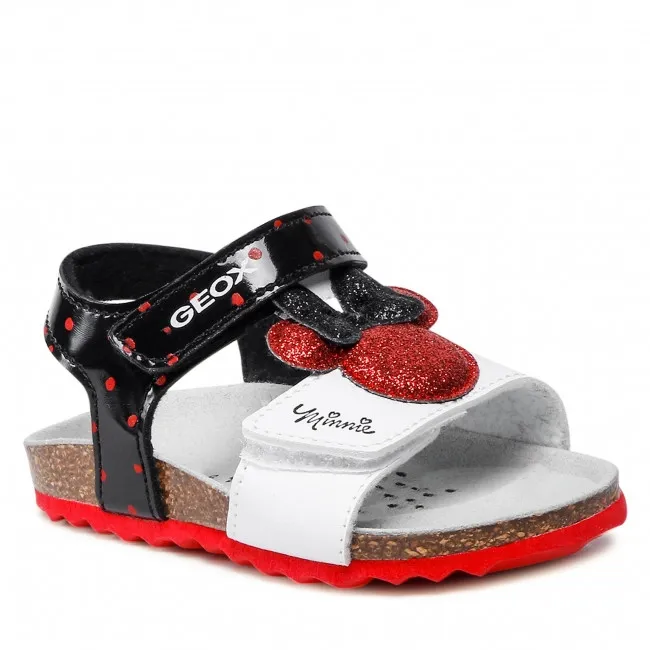 SANDALI PRIMI PASSI GEOX BAMBINA   B S.CHALKIK  WHITE/BLACK B152RC 254 C0404 TG. 20/21/22/23