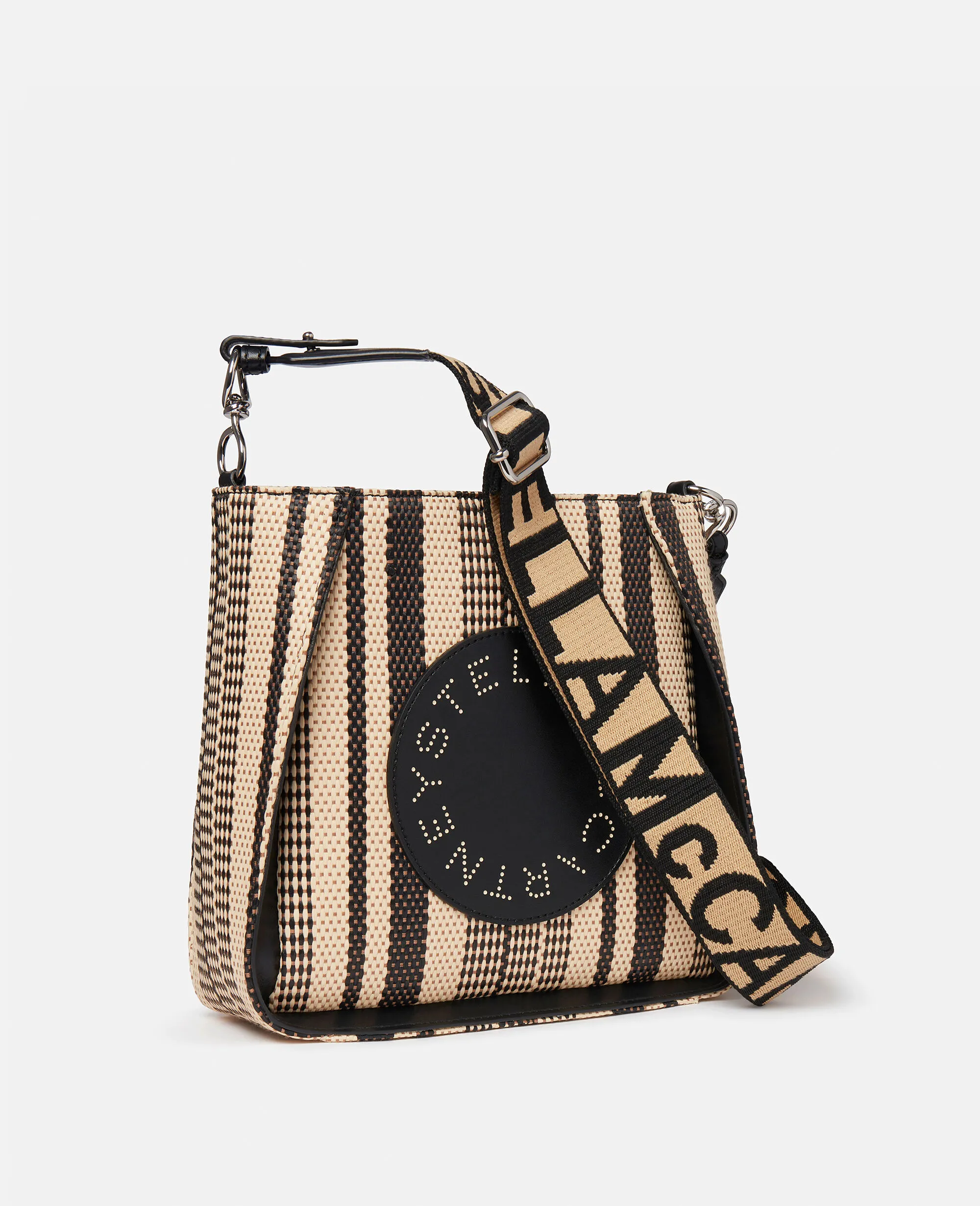 Stella Logo Striped Raffia Shoulder Bag