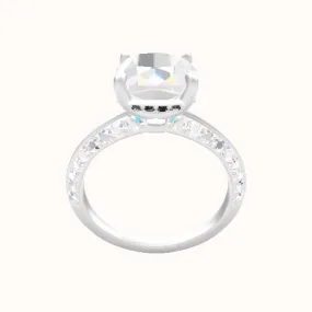 Tapered Knife Edge Double Row Pave Engagement Ring With Low Set Pave  Hidden Halo Head