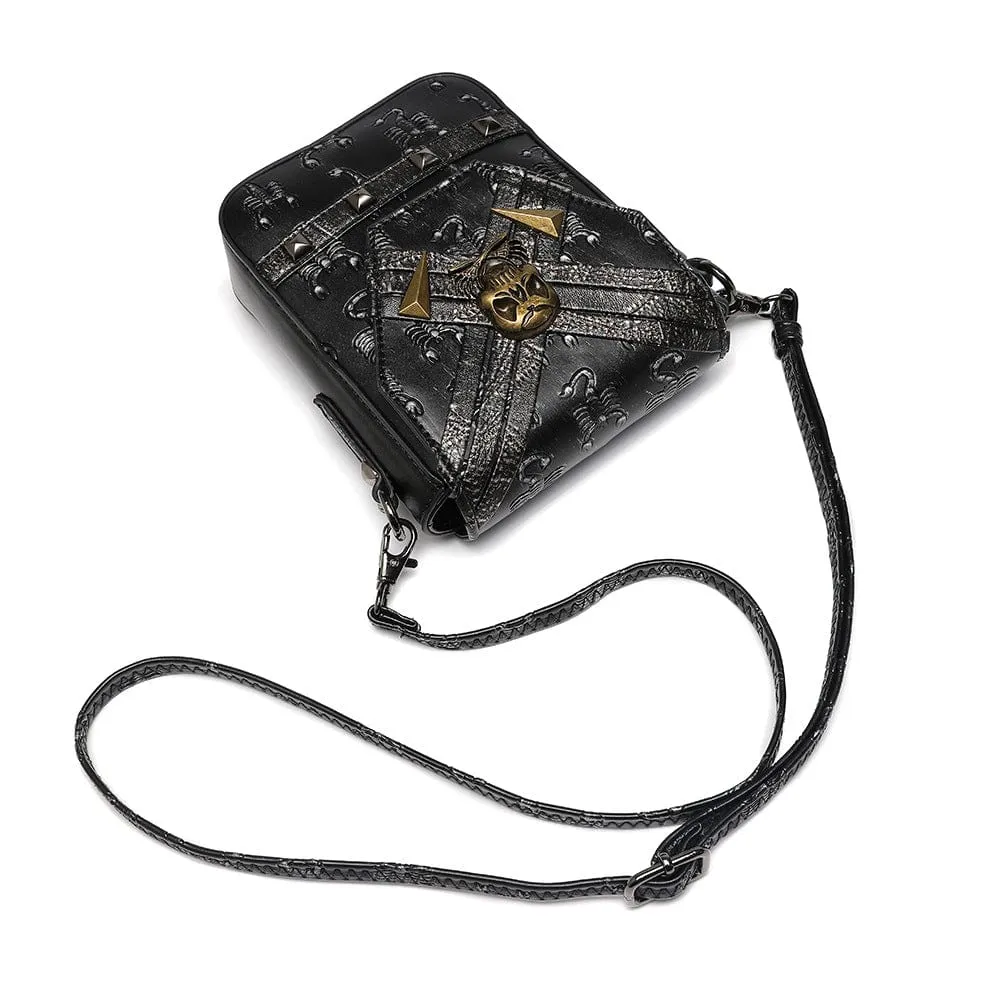 Unisex Steampunk Skull Scorpion Embroidered Mini Bag