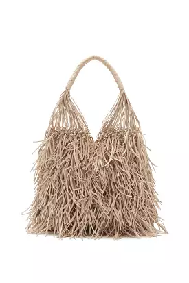 Valeria Large Fringe Hobo - Alabaster