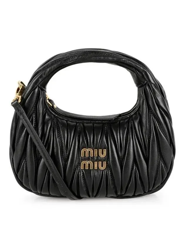 Wander Matelasse Nappa Leather Hobo Mini Bag Black