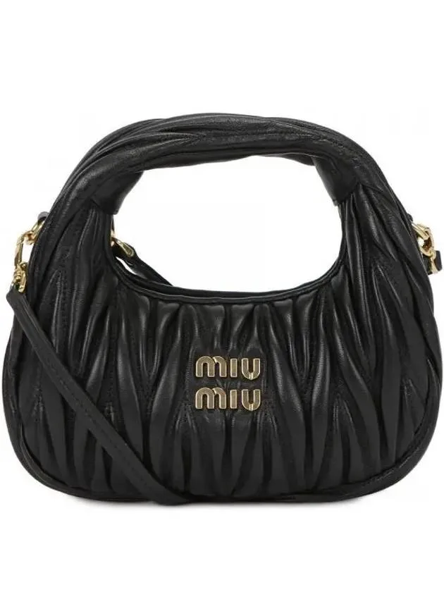 Wander Matelasse Nappa Leather Hobo Mini Bag Black