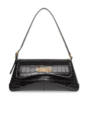 XX Small Flap Bag Crocodile Embossed in Black