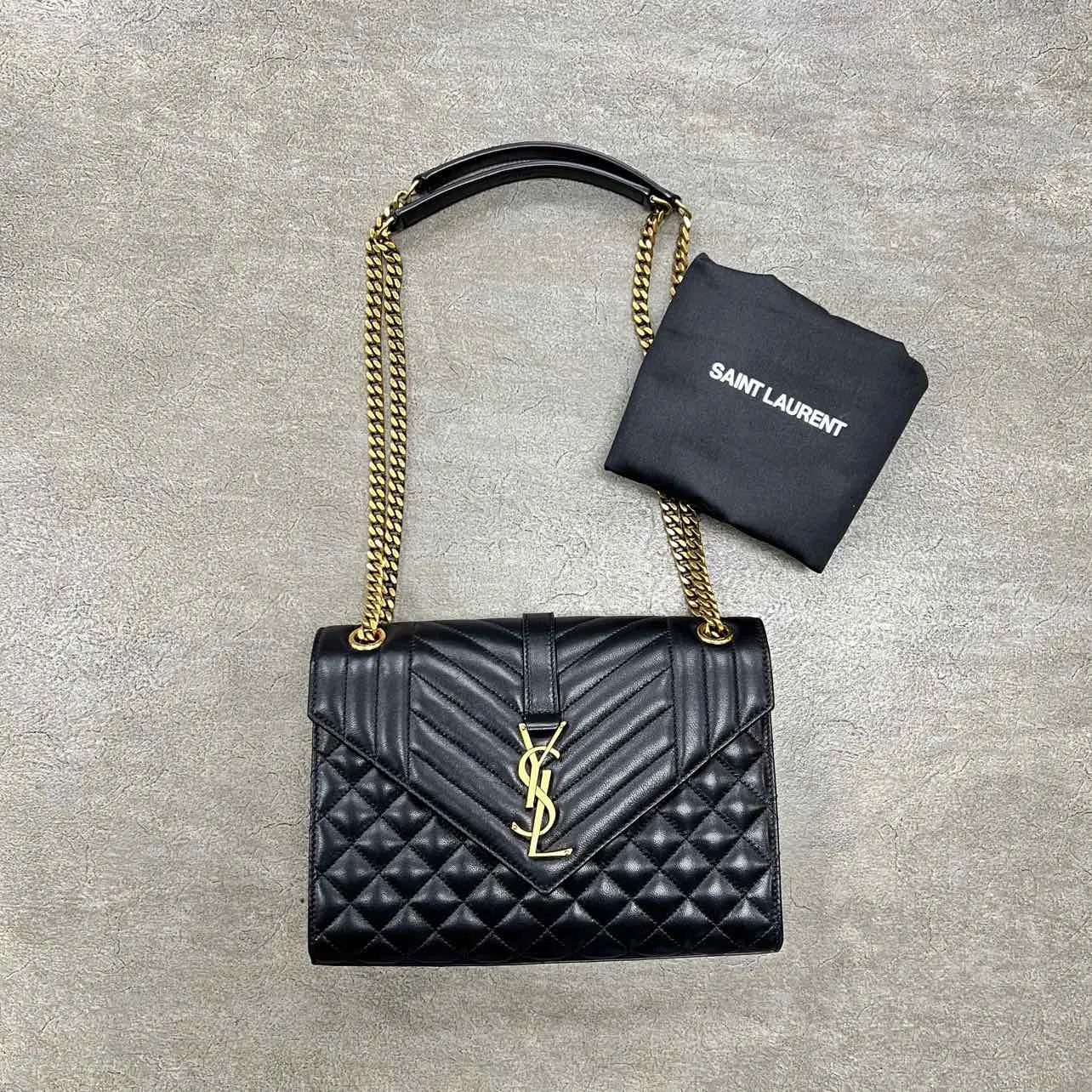 YSL Handbag CASSANDRA ENVELOPE New Black Size M