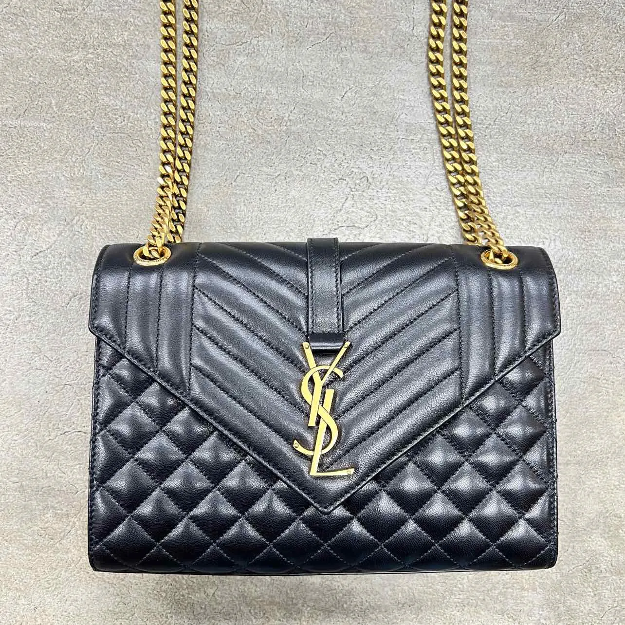 YSL Handbag CASSANDRA ENVELOPE New Black Size M