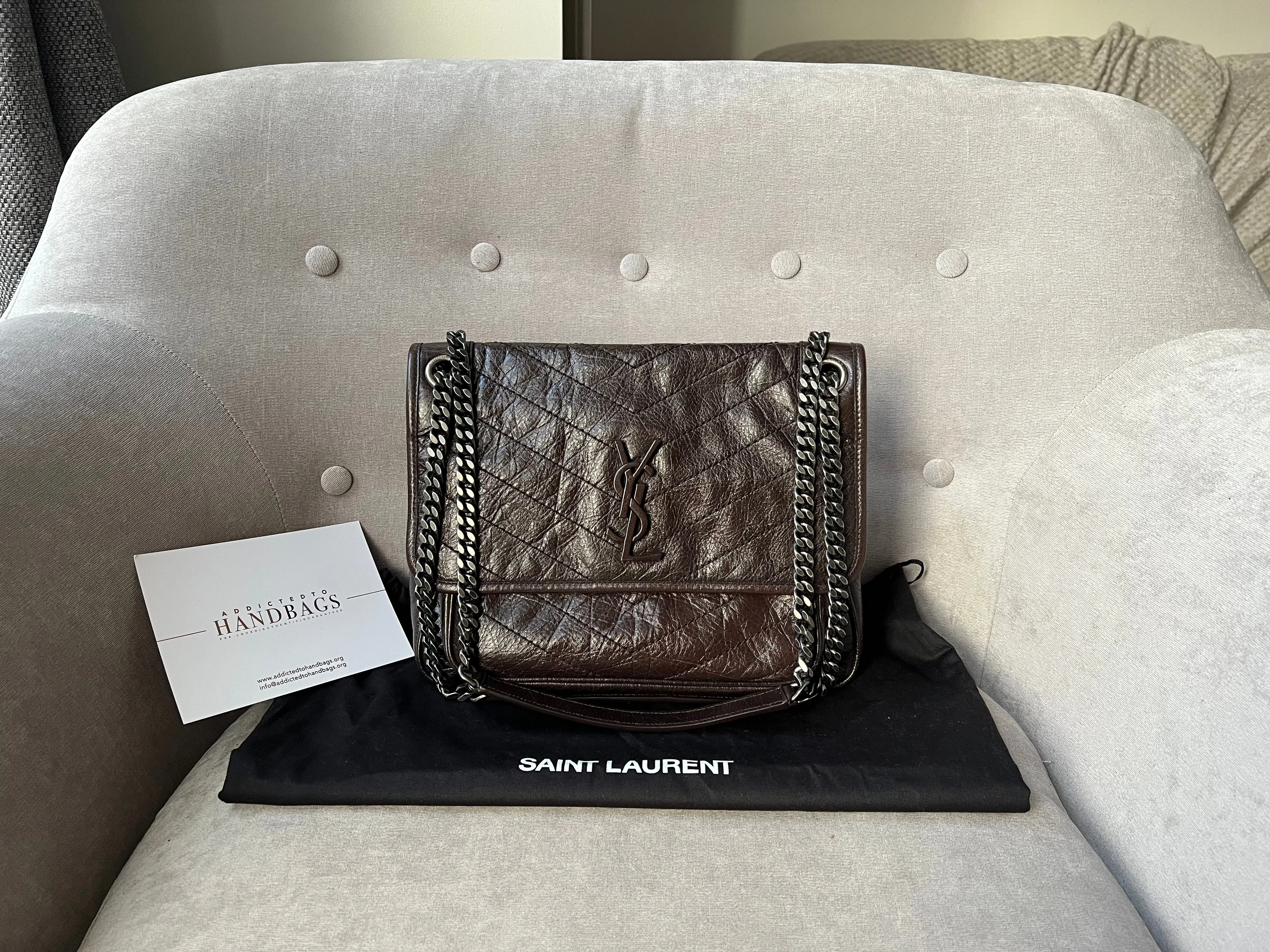 Yves Saint Laurent (YSL) Brown Medium Niki Chain Bag